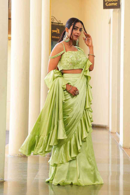 parrot-green-color-sequence-embroidery-work-designer-lehenga-choli-for-wedding-haldi-function