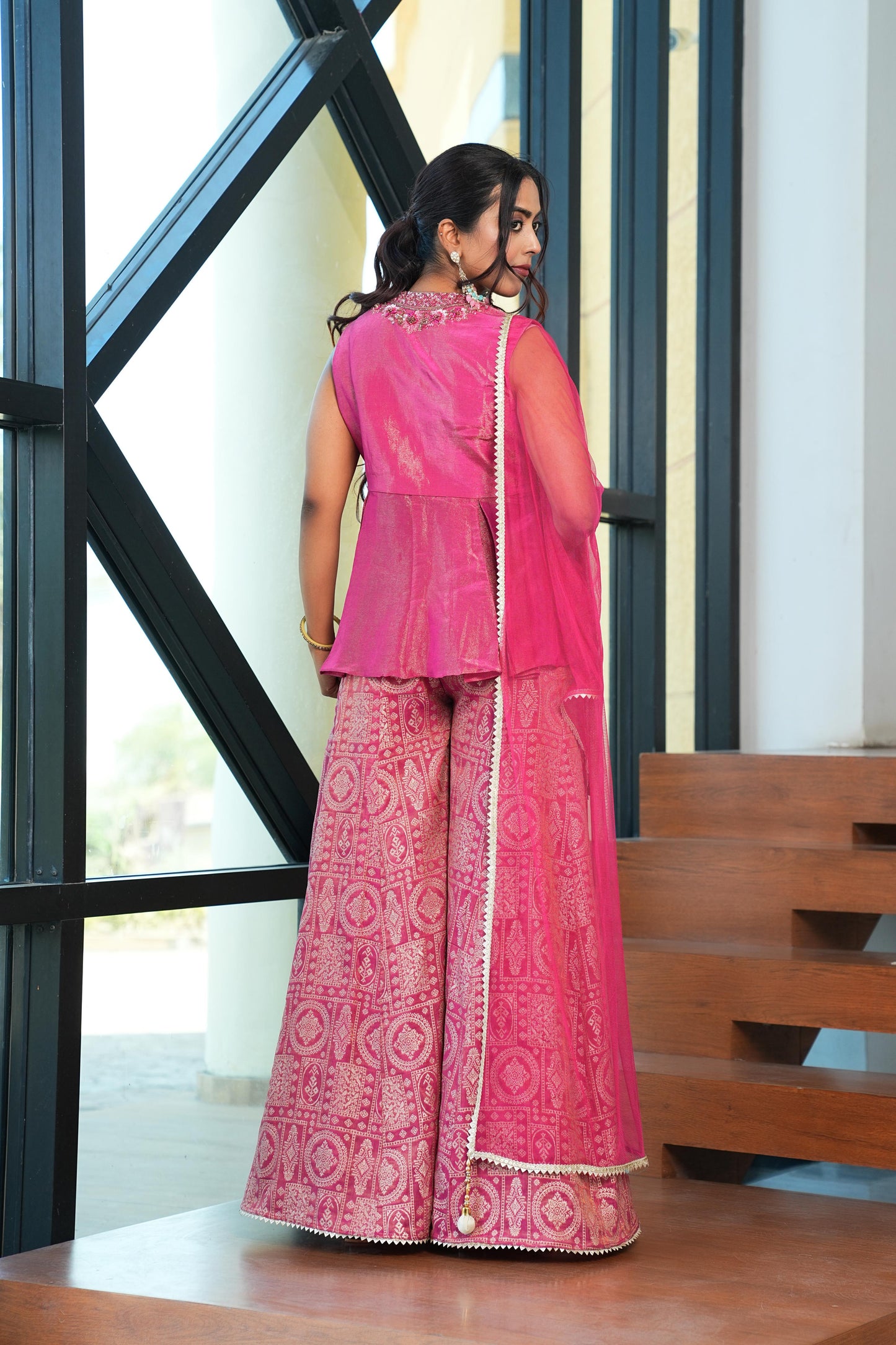 rosy-peach-color-sequence-thread-embroidery-work-designer-lehenga-choli-for-wedding-function