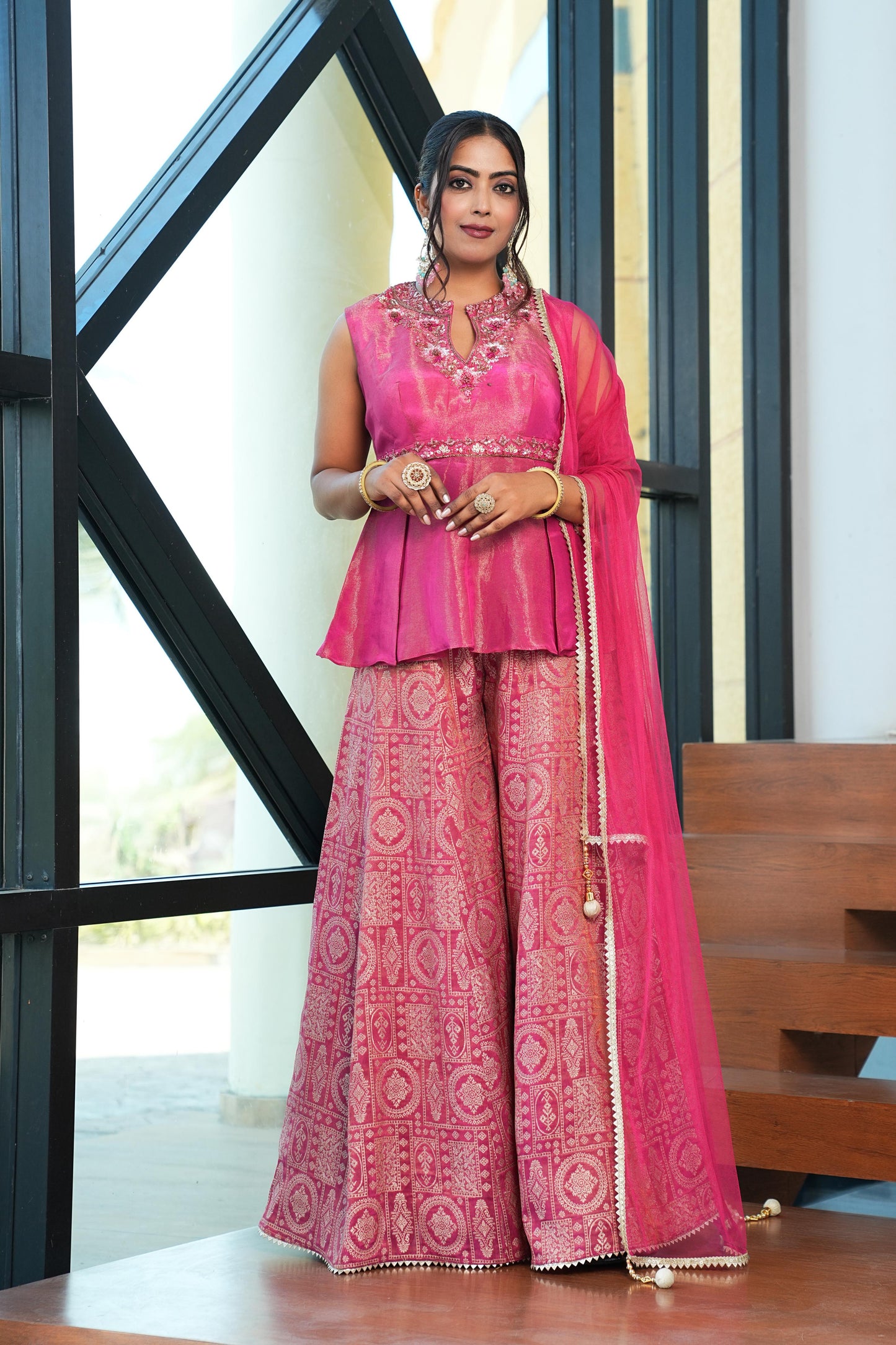 rosy-peach-color-sequence-thread-embroidery-work-designer-lehenga-choli-for-wedding-function