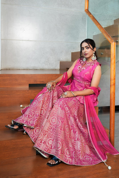 rosy-peach-color-sequence-thread-embroidery-work-designer-lehenga-choli-for-wedding-function